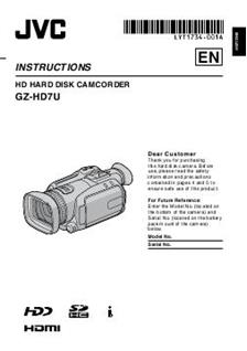 JVC GZ HD7 manual. Camera Instructions.